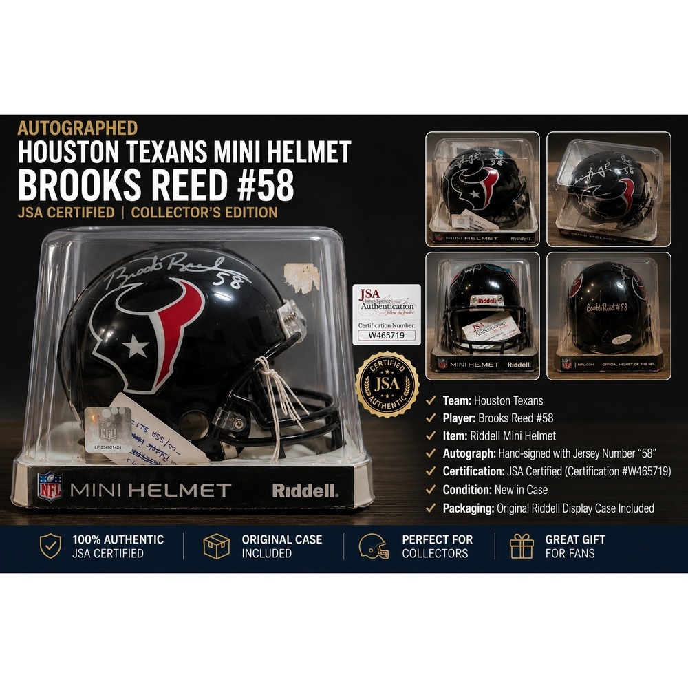Brooks Reed Autographed Houston Texans Riddell Mini Helmet JSA COA‎ Signed #58